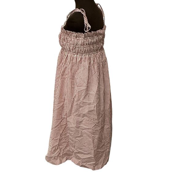 Buddy Love Pink Red Smocked Stripes Seersucker Shoulder Ties Lexi Dress Size L - Picture 5 of 12